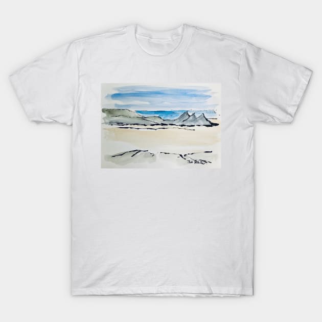 Three Cliffs Pen & Wash T-Shirt by bobpetcher